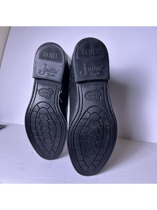 Justin Basic Leather Western Roper Boots Shoes Men Sz 11EE Black Cowboy Wear main image 10